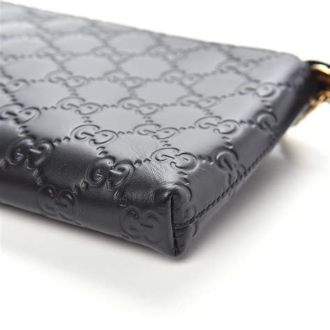 gucci signature wrist wallet black|real Gucci men's wallet.